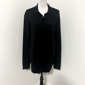 Geoffrey Beene Men’s Large Black Long Sleeve Polo Sweater Pullover NWT Business
